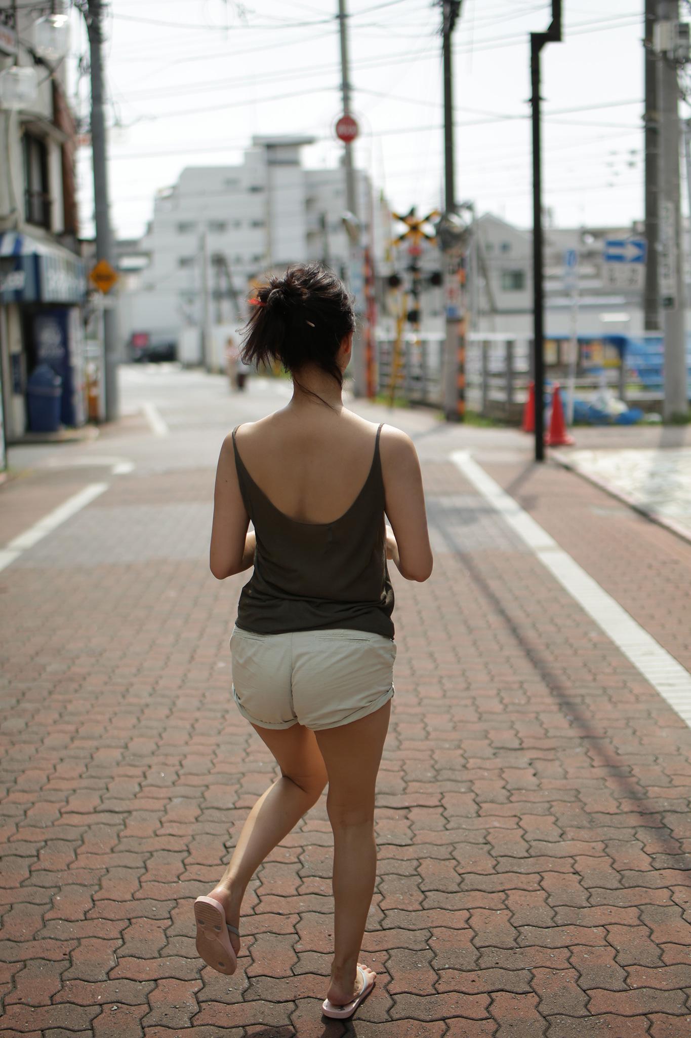 Strolling in the east street in the setting sun